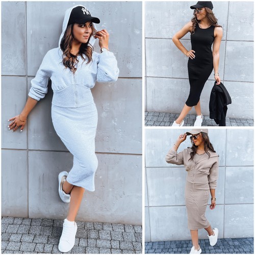 Midikleid und kapuzenpullover - midikleid,